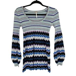 Free People Zigzag Stripe Wool Blend Sweater